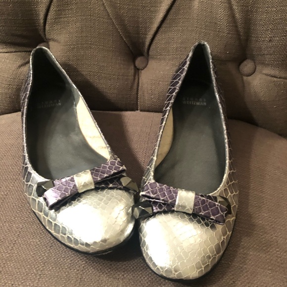 Stuart Weitzman silver/grey metallic python flat - Picture 4 of 6